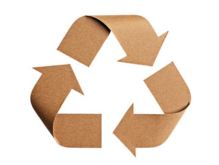 Cardboard recycling symbol isolated on transparent or white background, png