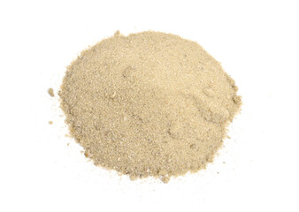 Heep of river sand isolated on white background.