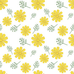 Floral seamless pattern with yellow flowers