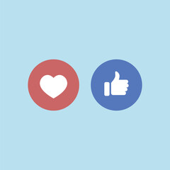 Love and like button icon vector. Social media elements. Vector illustration of social media color icons.