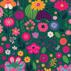 A colorful floral pattern with flowers. Landscape Nature wallpaper