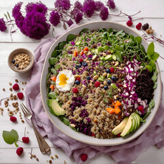 A fresh healthy delicious quinoa salad. Generative AI.