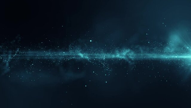 abstract background with particles, slow motion glowing particles on dark blue background, seamless 4k loop animation