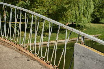 Fototapeta premium Bow bridge in Central park at spring sunny day