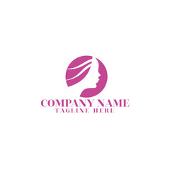 Vector logo design template in trendy linear style - woman's face
