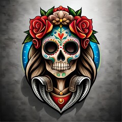 Skull mexican, tattoo