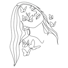 Woman face with butterfly