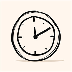 clock doodle icon vector