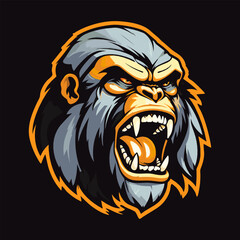 angry screaming monkey Gorilla head logo mascot, for tshirt, cover, esport, badge, emblem