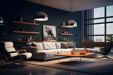 A modern and cosy living room - Home design theme