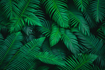 Naklejka na ściany i meble Tropical leaves foliage plants bush floral arrangement nature backdrop, leaves abstract background