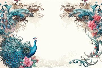 abstract floral with Chinese style background