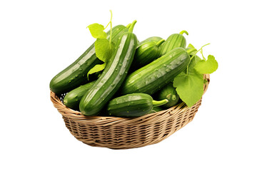 A realistic portrait of  Cucumbers in a basket Isolated PNG