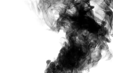 Black and white smoke isolated on white background