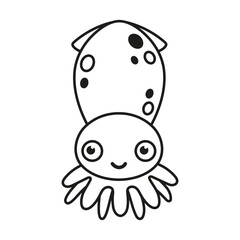 vector black and white squid icon isolated