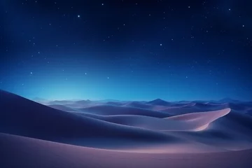 Photo sur Plexiglas Paysage Minimalistic night landscape of desert dunes under a mesmerizing gradient starry sky.