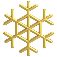 Snowflake. Christmas decoration. 3D illustration.