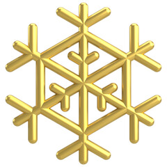 Snowflake. Christmas decoration. 3D illustration.