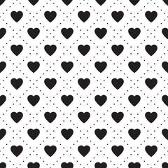 Seamless geometric pattern with hearts. Vector repeating texture.
