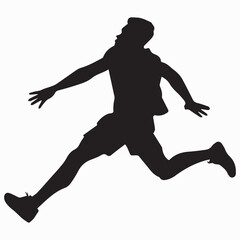Silhouette of an athlete player running vector illustration
