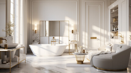 Fototapeta na wymiar modern bathroom interior, white marble