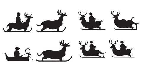 Santa Reindeer Silhouette vector collection