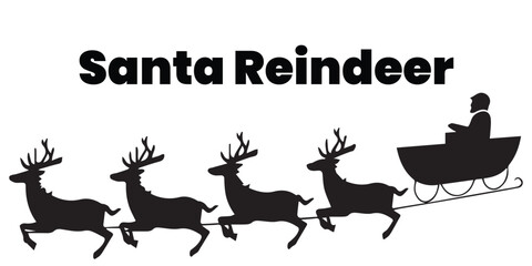 Santa Claus with reindeer silhouette vector illustration