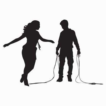 Silhouette dubbed sprog people vector illustration
