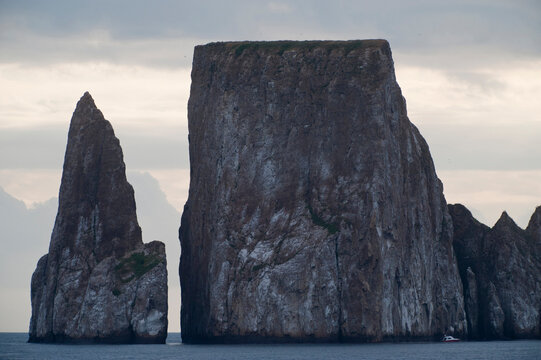 Kicker Rock, on the edge of San Cristobal Island in Galapagos Islands National Park; San Cristobal Island, Galapagos Islands, Ecuador