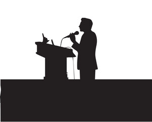 Silhouette public speaking gave a motivational speech vector