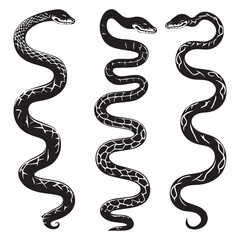 Silhouette Attacking Black and white snake vector 