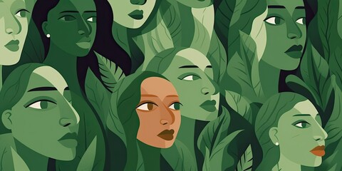 Feminine Banner Illustration, green theme