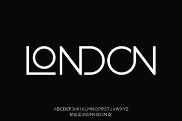 Creative clean sans serif ligature typography style font vector. Modern minimalist typeface alphabet - obrazy, fototapety, plakaty
