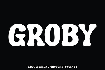 Bold retro groovy style alphabet typeface display font vector. Unique playful typography style design