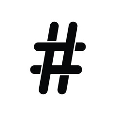 black hashtag icon with cut ends. concept of social media, micro blogging, pr, popularity, blogger, grille. isolated on transparent background. 