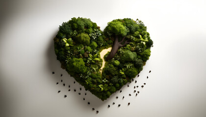 Heart made from green trees 