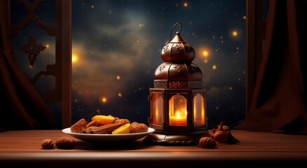 Fototapeta na wymiar eid ul adha, moon , lantern, banner, background