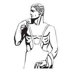 Stylized Stencil Depicting a Determined Young Blacksmith in Lictorian Style