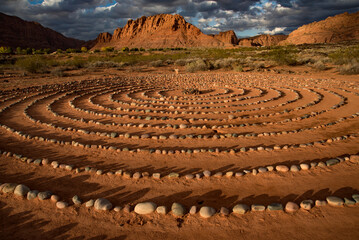 Meditation maze at Red Mountain Spa, Snow Canyon, Red Cliffs Desert Reserve, St George, Utah, USA