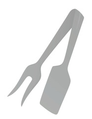 Grey grill tongs. vector illustration