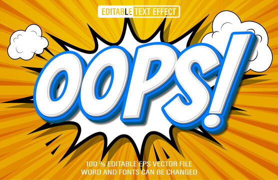 Oops Comic editable text effect 3d style template