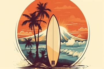 Fototapeta na wymiar Tropical surf printable