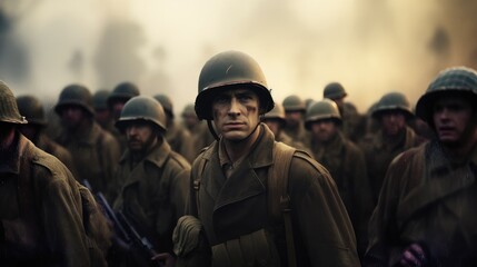 A group of soldiers during second world war, Military operation, War Concept.