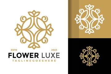 Luxury flower ornament leaf logo design vector symbol icon illustration