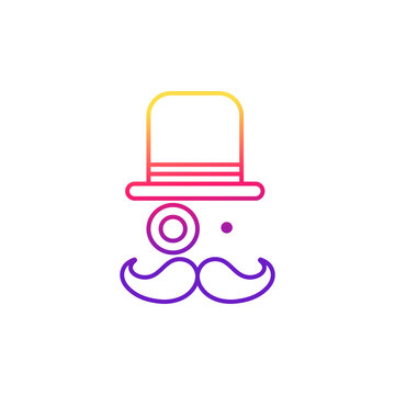 Hipster hat and mustache icon for graphic and web design. Creative illustration concept symbol for web or mobile app