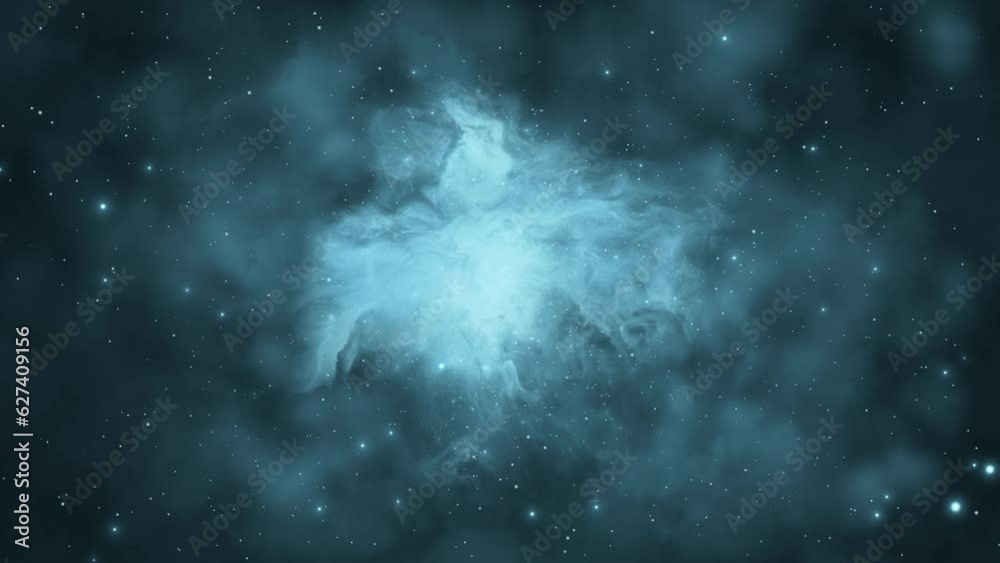 Poster 4k 3d animation outer space flight to helix nebula deep nebula in space. flying star flare light. un