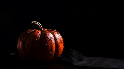 citrouille dans un coin sur fond noir, généré par IA
