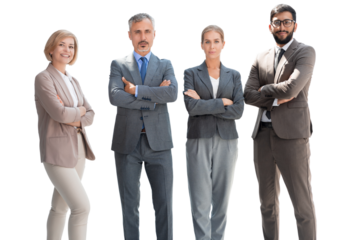 Group of businesspeople standing together on a transparent background