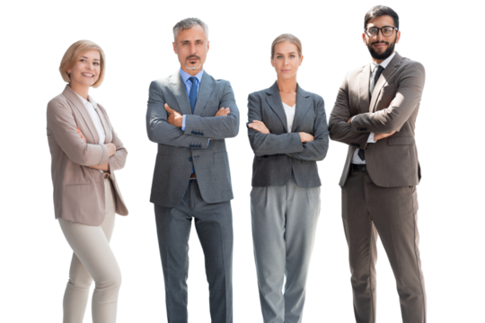 Group of businesspeople standing together on a transparent background