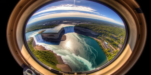 Flying over waterfalls - Generative AI